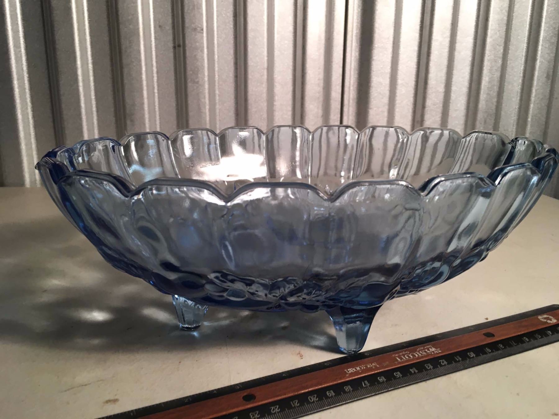 Blue Carnival Glass Serving Bowl Bodnarus Auctioneering