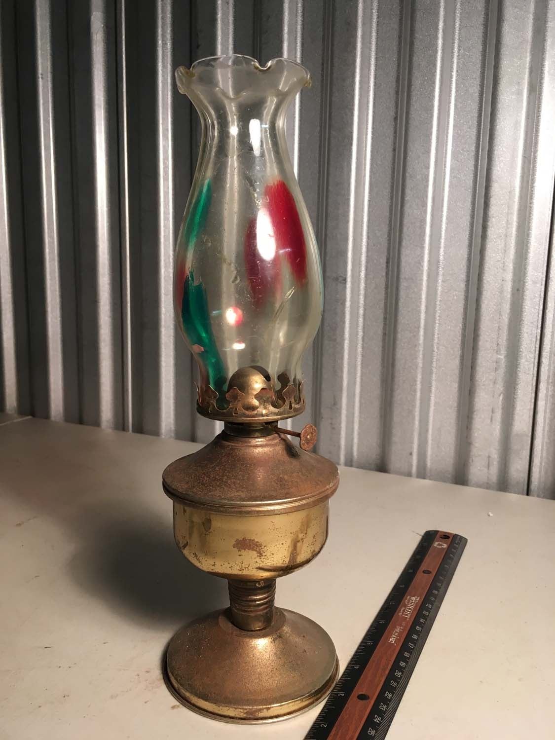 Lamp With Painted Glass Chimney Bodnarus Auctioneering