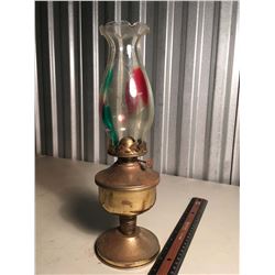 Lamp With Painted Glass Chimney