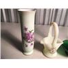 Image 2 : Misc Glassware (Flower Vases, Hand Painted Table Piece, Etc;)