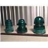 Image 1 : Green Glass Telephone Pole Insulators (3)