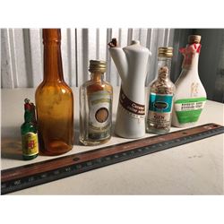 Misc Glass Containers (Peppermint, Gin, Bavarian Herb Liqueur, Alcohol Mini Bottles Keychain, Etc;)