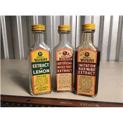 Watkins Extract Glass Bottles (Lemon, Fruit, Black Walnut)