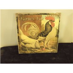 Rooster Burlap Painting
