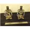 Image 1 : Cast Brass Candle Holders With Crystals