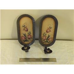 Pair Tin Wall Scones (Hand Decorated)