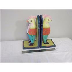 Folk Art Wood Rooster Book Ends (2)
