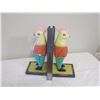 Image 3 : Folk Art Wood Rooster Book Ends (2)