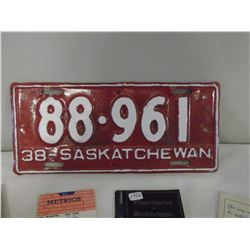1938 Sask License Plate (Repainted) & Farm Management Booklets (1920’s & 1930’s)