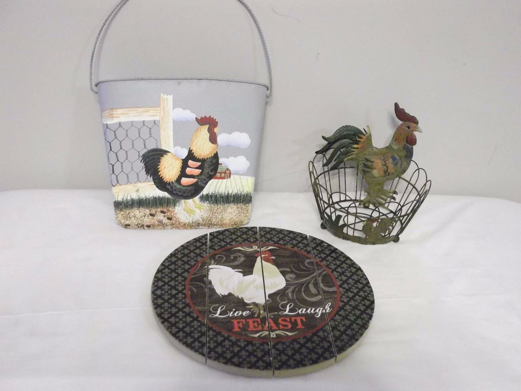 Rooster Collection (Trivot, Wire Egg Basket, Tin Hanger) - Bodnarus