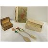 Image 1 : Hand-made Items (Woven Box, Burnt Work, Salad Fork / Spoon Etc.) (5 Pieces)
