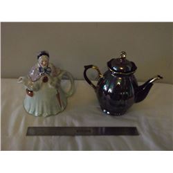 Carnival Pottery Tea Pot & Little Old Lady Tea Pot (England)