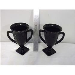 Pair Black Amethyst (Loving Cups With fairy Nymphs Design) (1930’s)