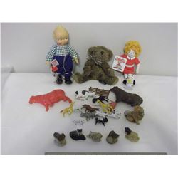 Toys (Annie & Cupi Doll, teddy Bear, Farm Animals & Wade Tea Animals)
