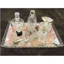 Vintage Crystal Perfumes With Tray (6 Pieces)