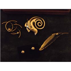 Copper Jewelry (3 Brooches, 1 Pair Earrings)