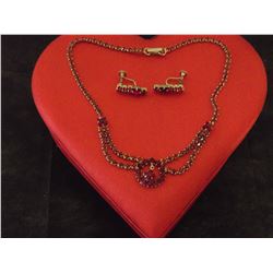 Ruby Rhinestone Necklace Set (Circa 1950’s)