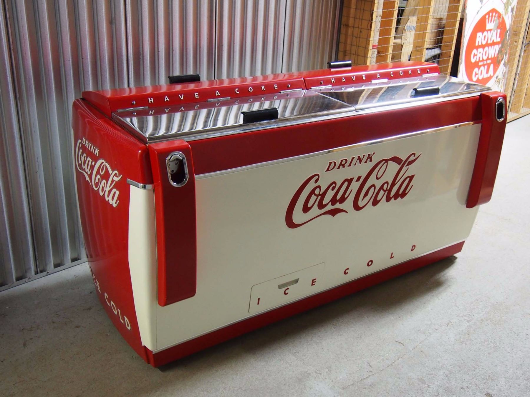 Coca Cola Cooler, 71"x24"x35" 4 Lids Open