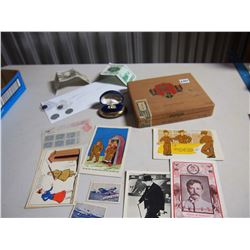 Lot Of Misc. German Coins, Misc Stamps, Ring, Postcards