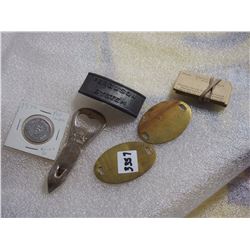 Movie Star Tent Advertising, Metal Tags, Pop Shoppe Token Bottle Opener