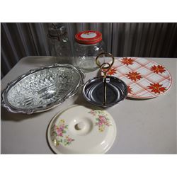 Serving Tray, Platter, Jars, Candy Dish
