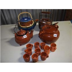 Tea Pots (4), Clay Cups (10)