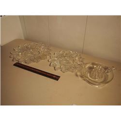 Lot of Three Crystal Related (Two plates, One Juicer)