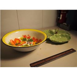 Serving Leaf Tray And Flower Bowl