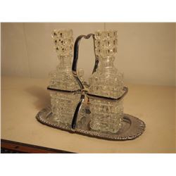 Pair of Cruets With Metal Holder