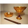 Image 1 : Carnival Glass Fruit Bowl With Stem And Carnival Glass Bowl