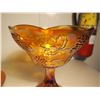 Image 2 : Carnival Glass Fruit Bowl With Stem And Carnival Glass Bowl