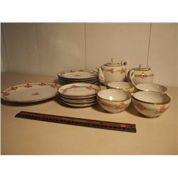 Large matching Tea Set With Tea Pot, Cups, Plates, Etc; (17 Pieces)