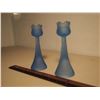 Image 1 : Blue Glass Flower Candle Holders (2)