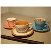 Image 1 : Simple Painted Cups and Saucers (3)(Tim Horton, Floral,, Etc;)