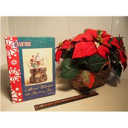 Christmas Decorations (2)(Snow Globe, Poinsettia Basket)