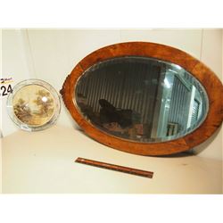 Framed Mirror With Glass Domed Farm Painting Print