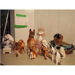 Lot of Assorted Porcelain Dog Figures With Duck Napkin Holder