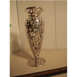 Handmade Sterling Silver Overlay Glass Vase