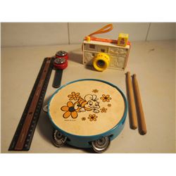 Assorted Childrens Toys (Fisher Price Camera, Music Maker, Tambourine)