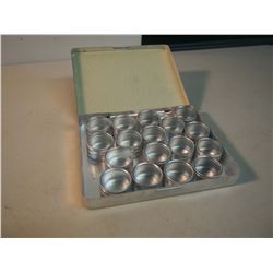 Lot of 32mm Aluminum Round Boxes with Glass Tops (17)