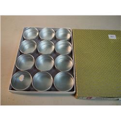 Lot of 53mm Aluminum Round Boxes with Glass Tops (12)