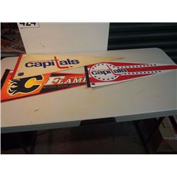 Lot of 3 NHL Hockey Pennants: Calgary Flames, Washington Capitals x 2