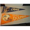 Image 1 : Lot of 2 NFL Football Pennants: Miami Dolphins, Detroit Lions