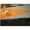 Image 3 : Lot of 2 NFL Football Pennants: Miami Dolphins, Detroit Lions