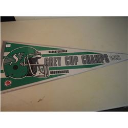 Saskatchewan Roughriders 1989 Grey Cup Champs Pennant in plastic holder