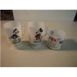 Lot of 3 Disney Cups: Mickey Mouse, Donald Duck; Mickey; Minnie Mouse