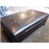 Image 1 : Brown Leather Ottoman Filled With CD's, DVD's (50"x30"x16")