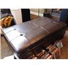 Image 2 : Brown Leather Ottoman Filled With CD's, DVD's (50"x30"x16")