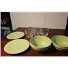 Image 2 : Lot of Dishware (Green Plates, Green Bowls, And 5 Glasses)