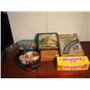 Image 1 : Lot Of Assorted Tins (Jacob & Co's Cream Crackers, Velveeta, Aurelia Biltmore Wooden Box, Edinburgh 